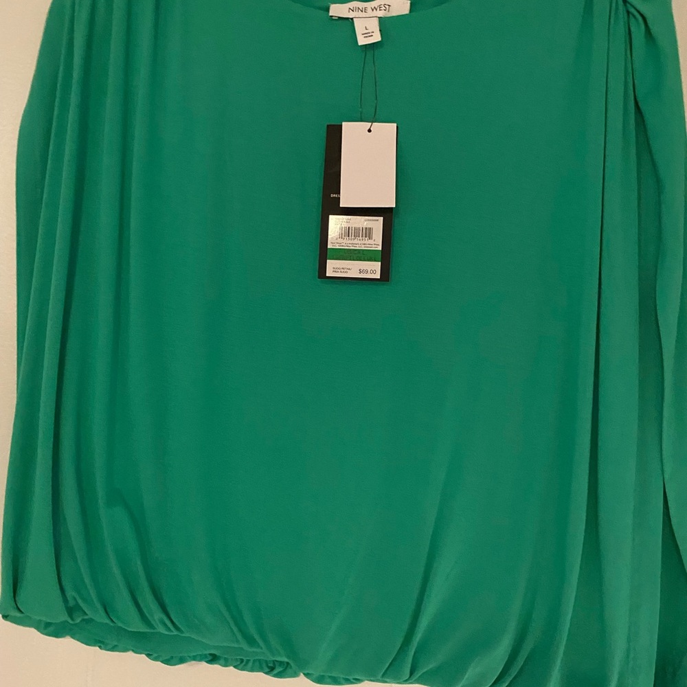 Nine West Vibrant Green Tunic Blouse